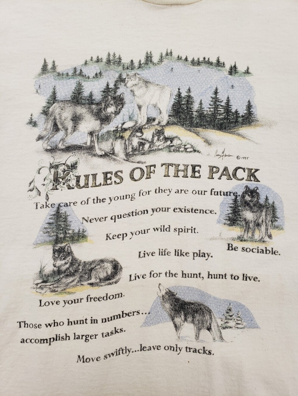 Vintage 1995 Wolf Pack Wolves Tee